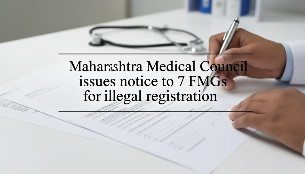 Maharashtra Medical Council Takes Action Against 7 FMGs for Illegal Registration Practices